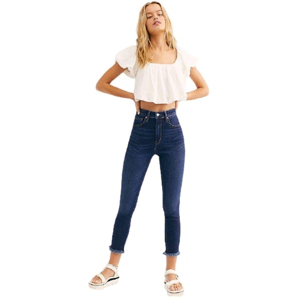 Free People Raw Hem High Rise Jeggings Deep Indigo NWT Size 26